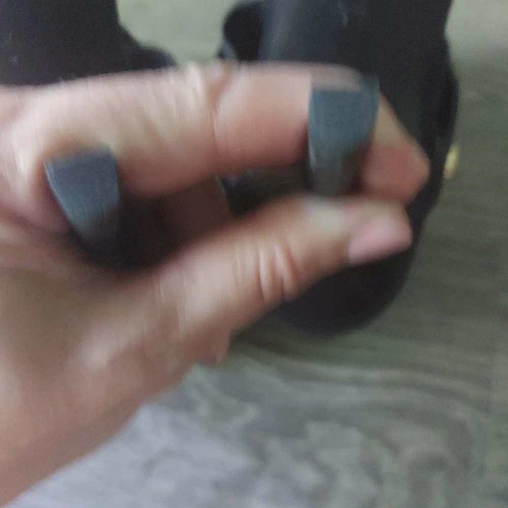 Tory Burch T black leather stiletto strappy heel pumps with gold TB stud accents - Picture 7 of 10